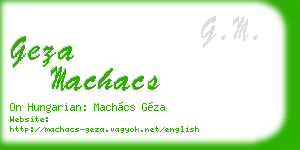 geza machacs business card