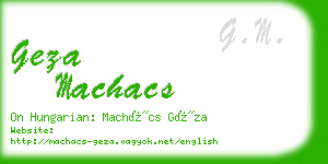 geza machacs business card